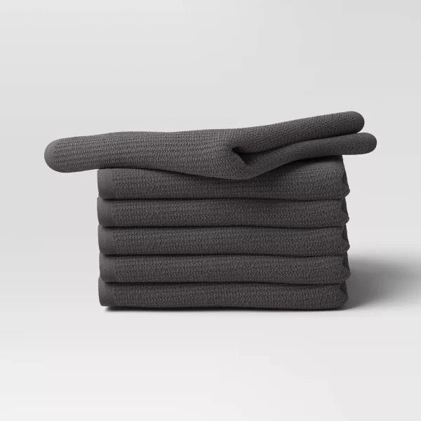 6pk Cotton Dishcloths Gray